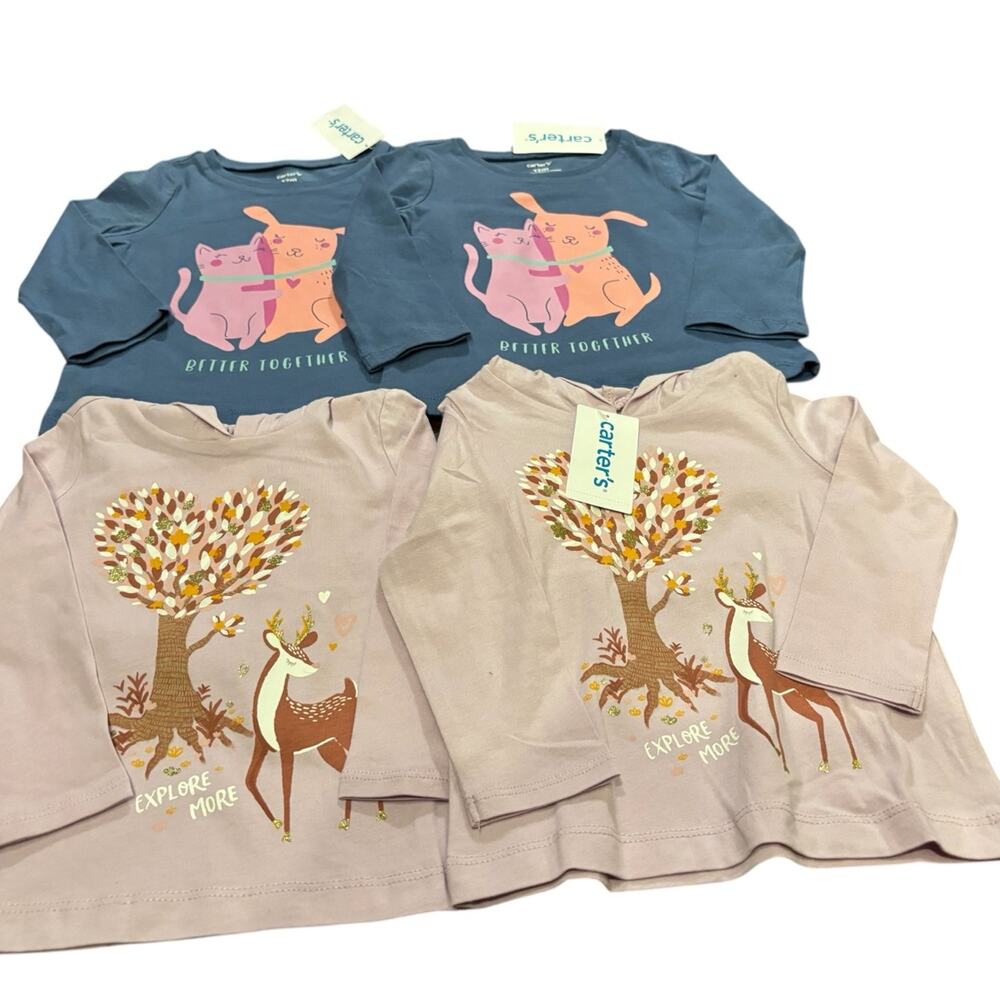 NWT Carter's 12M Twin Girls Long Sleeve shirts lot